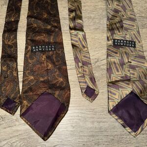 Barneys New York‎ 100% Silk Tie Lot 2 Vintage Geometric Paisley Neckties